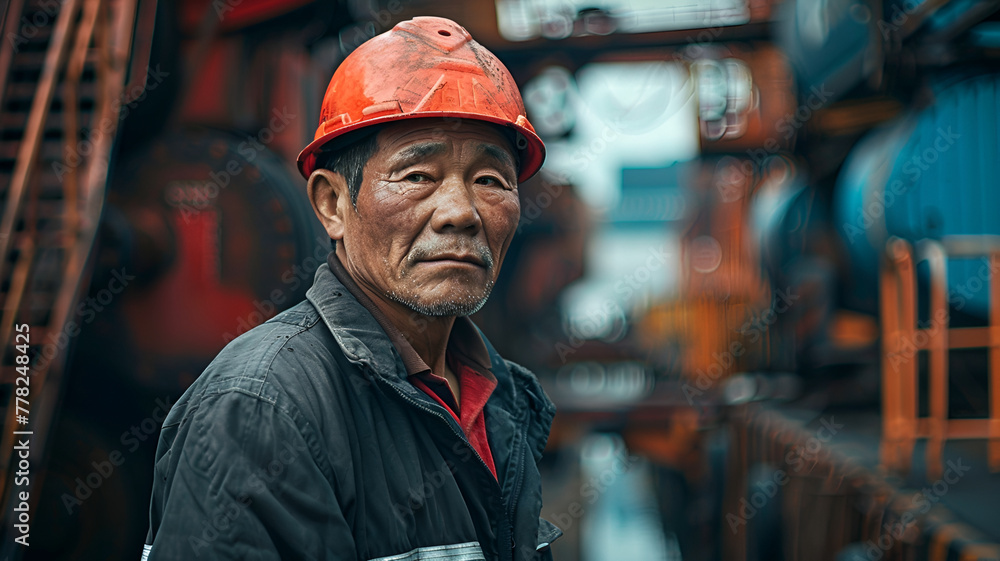 Old worker engineer at a shipping port Old worker engineer at a shipping port