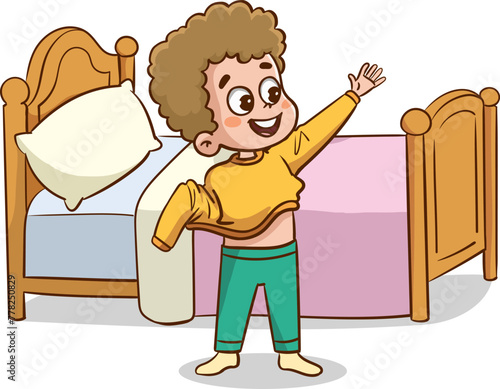  vector illustrations of children wearing clothes .children changing dresses and trousers.