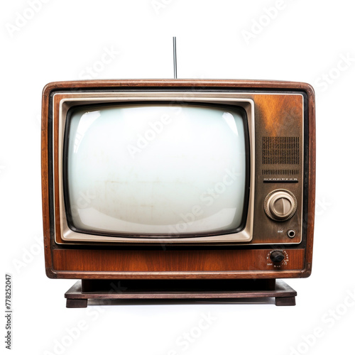 Old tv from 19th, very detailed isolated on white background сreated with Generative Ai