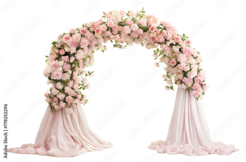 Beautiful wedding flower arch, cut out - obrazy, fototapety, plakaty 