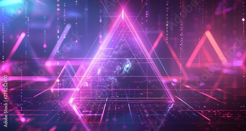 Abstract Background with Neon Triangle Fusion