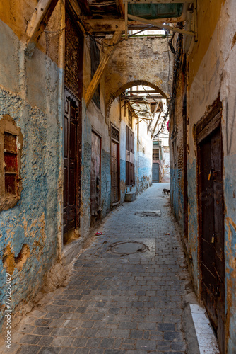 MARRAKECH, MOROCCO. Dec 04, 2019. KBeautiful street of old medina in Marrakech, Morocco, Africa