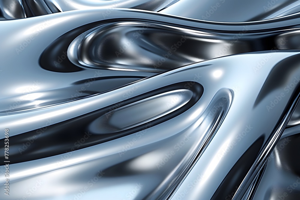 Abstract Silver Background With Wavy Lines