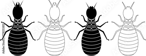 soldier and worker termite icon set