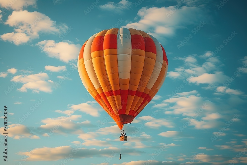 Fototapeta premium Hot Air Balloon Landing Hot air balloon gracefully descending for a landing
