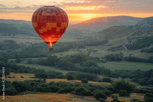 Hot Air Balloon Landing Hot air balloon gracefully descending for a landing