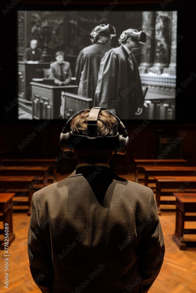 Naklejka premium Virtual reality courtroom drama