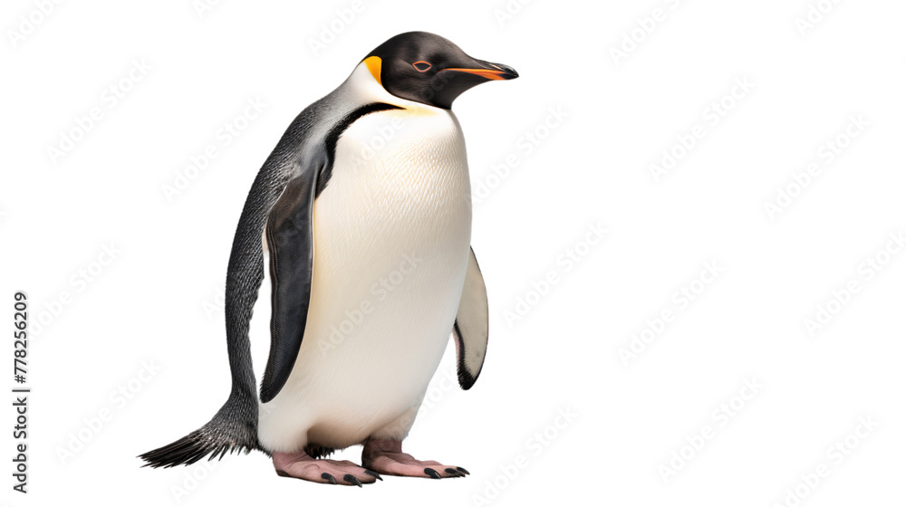 Fototapeta premium Emperor penguin bird standing, isolated on transparent background