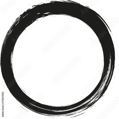 Grunge circle frame. Grunge circle drawn with brush strokes. A circle drawn in ink.