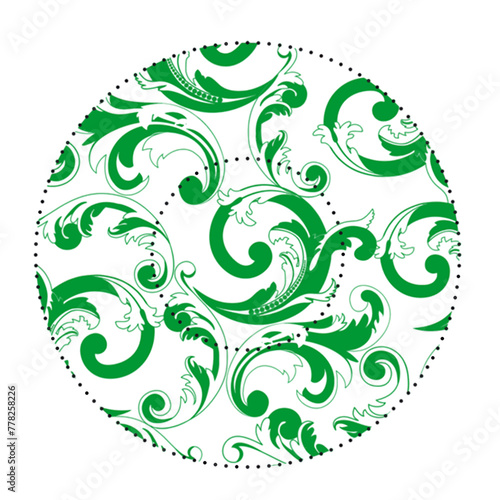 Round plate with blue elegant pattern