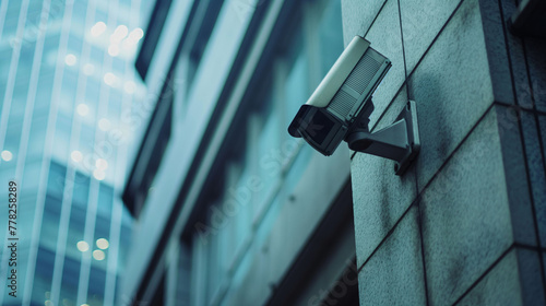 The CCTV security camera installed on the building interior