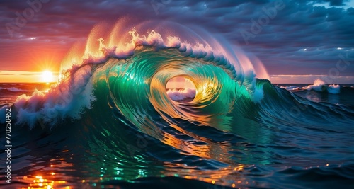 Luminous wave on seascape background © vvicca