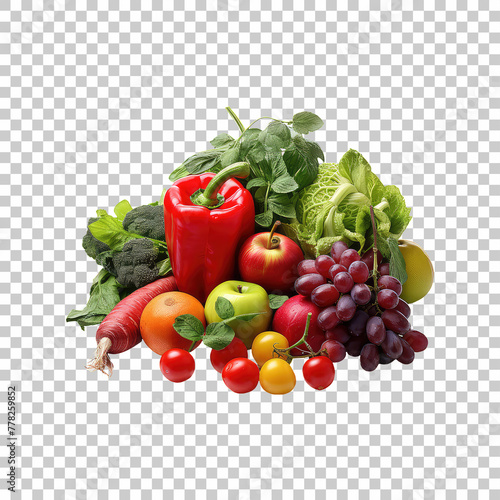 fruits and vegetables isolated on transparent background