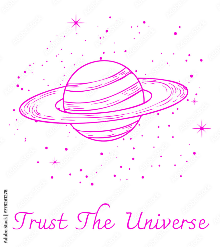 linear art of universe in pink
