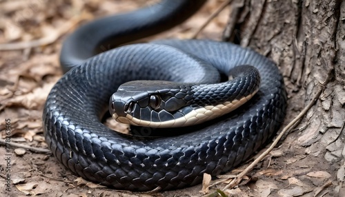 A-Cobra-Coiled-Around-The-Base-Of-A-Tree-