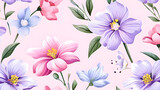 seamless pattern with pink flowers Generative AI