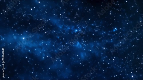 Loop Video Travel through galaxy stars at night universe, nebula light dark astronomy science backgrounds blue outer constellation starfield cosmic motion deep black fantasy background moon video 4k