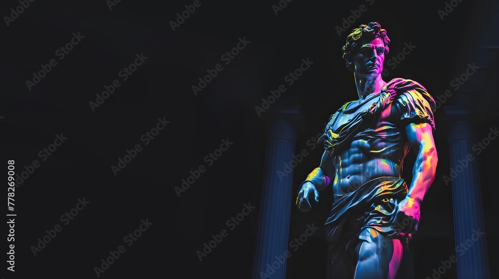 Modern Digital Renaissance Man dripping with neon paint glow, Greek Roman Style Statue, Futurism Minimalist Concept Render Modern Digital Renaissance Man dripping with neon paint glow, Greek Roman Style Statue, Futurism Minimalist Concept Render
