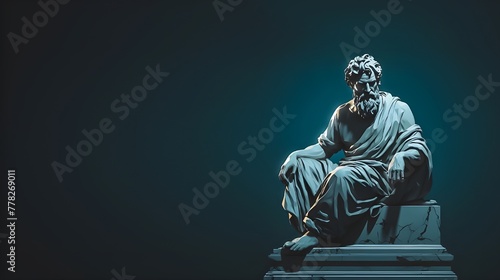 Stoic Greek Philosopher Thinking Man, Minimalist Digital Render