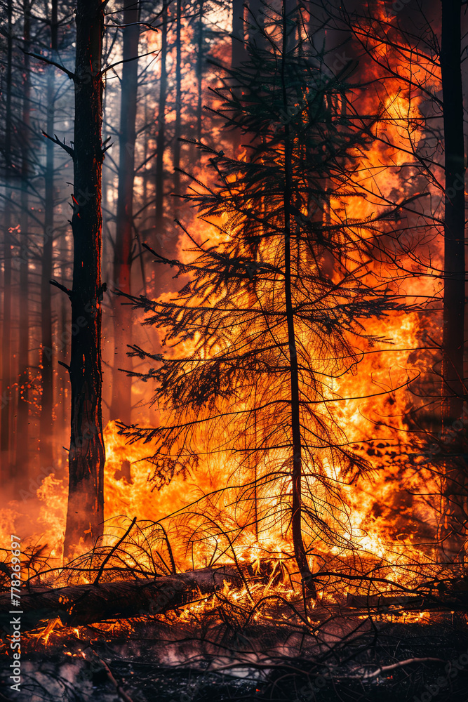 A dangerous blazing forest fire A dangerous blazing forest fire