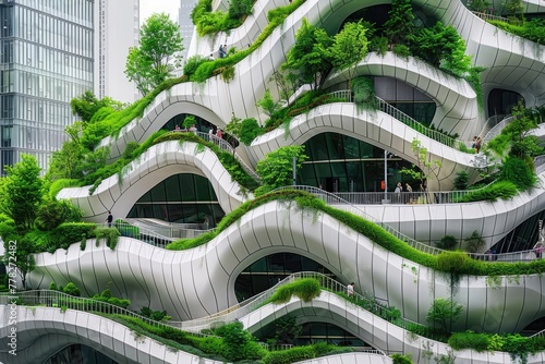 Architectural Greenery: Eco-Friendly Building with Integrated Vertical Gardens