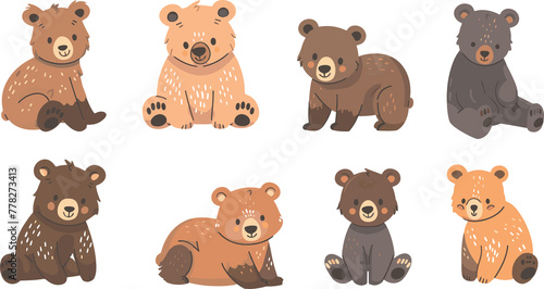 Illustration set of a big bear