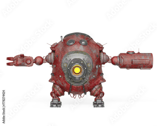 heavy metal mech ball in a pose on white background