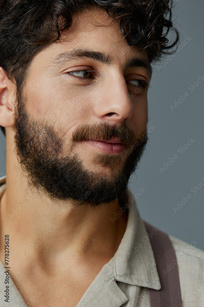 Fototapeta premium Beard man adult face portrait caucasian person