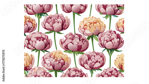 Pionies floral pattern print vector illustration photo