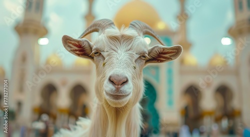 Goat Qurban Eid al adha mubarak festival islamic background Generated with Ai 