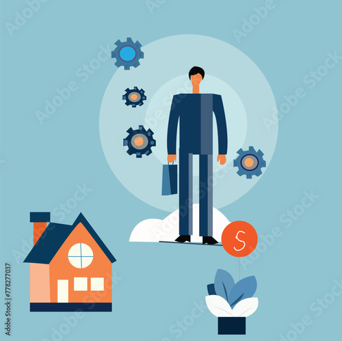 business man and house