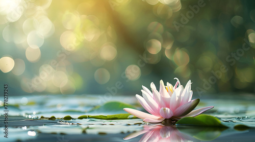 Lotus blooms set against a natural bokeh backdrop, Buddha Purnima and Vesak Day