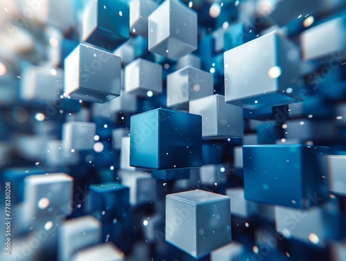 Abstract block of cubes - 3D illustration photo
