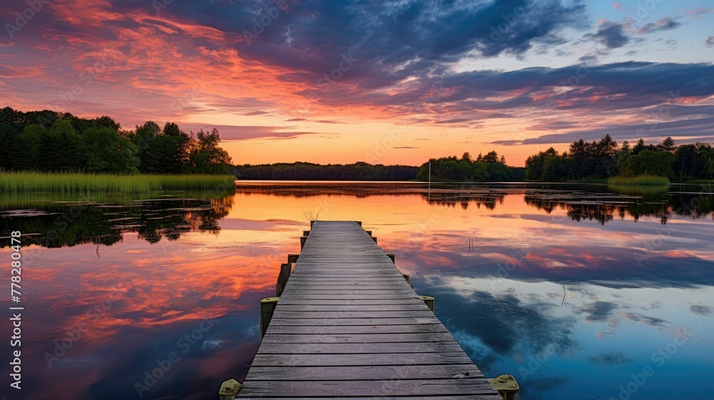 Obraz premium sunset over the lake