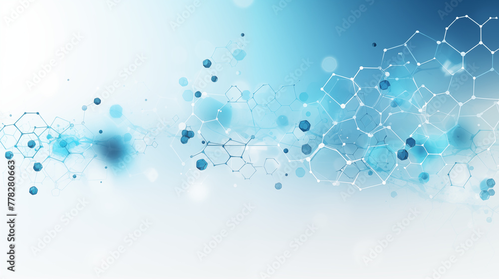 Blue Toned Abstract Molecule Structure Background