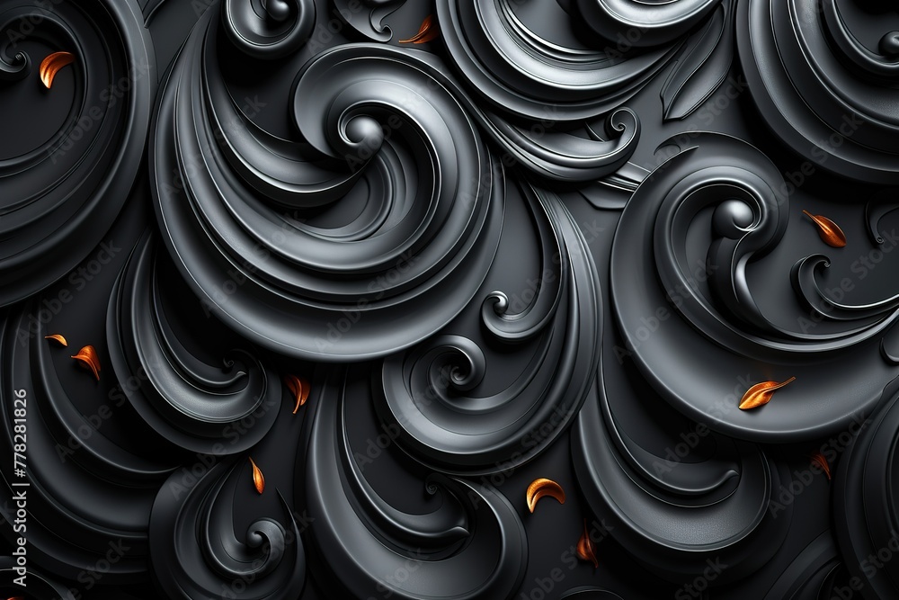 Black background with an elegant dark grey abstract wallpaper Black background with an elegant dark grey abstract wallpaper