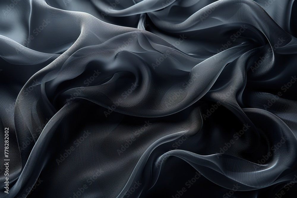 Black background with soft waves of fabric for elegant design Black background with soft waves of fabric for elegant design