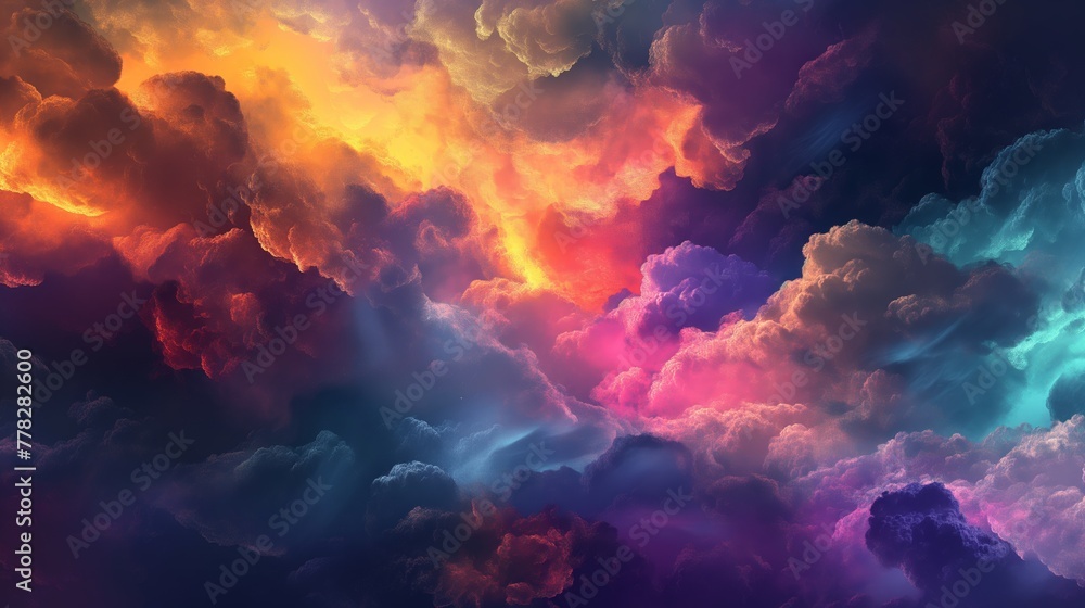 Bold Colorful Clouds created with Generative AI Technology, ai, generative
