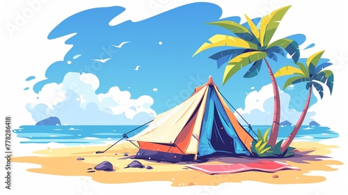Beach tent clipart with a colorful canopy