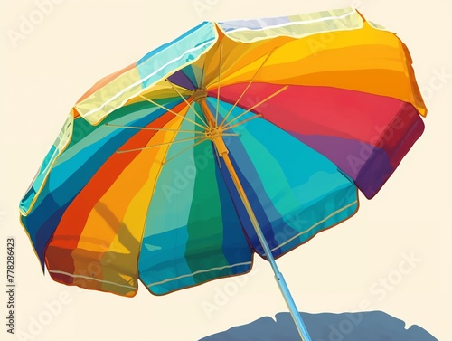 Beach umbrella clipart casting a colorful shadow