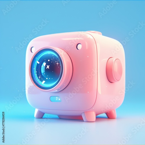 Multimedia Projector, 3d realistic, pastel, minimal, cute