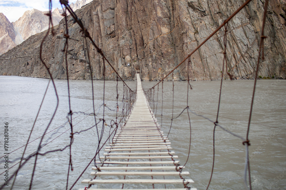 Hussaini Suspension Bridge Over Hunza River In Gojal Valley Of Hunza ...