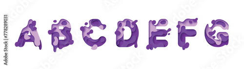 capital letter A, B, C, D, E, F, G, font design in paper cut style. vector illustration