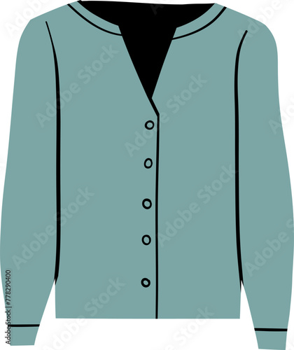 Woman clothes fashion wear hand drawn flat vector illustration. Blouse 