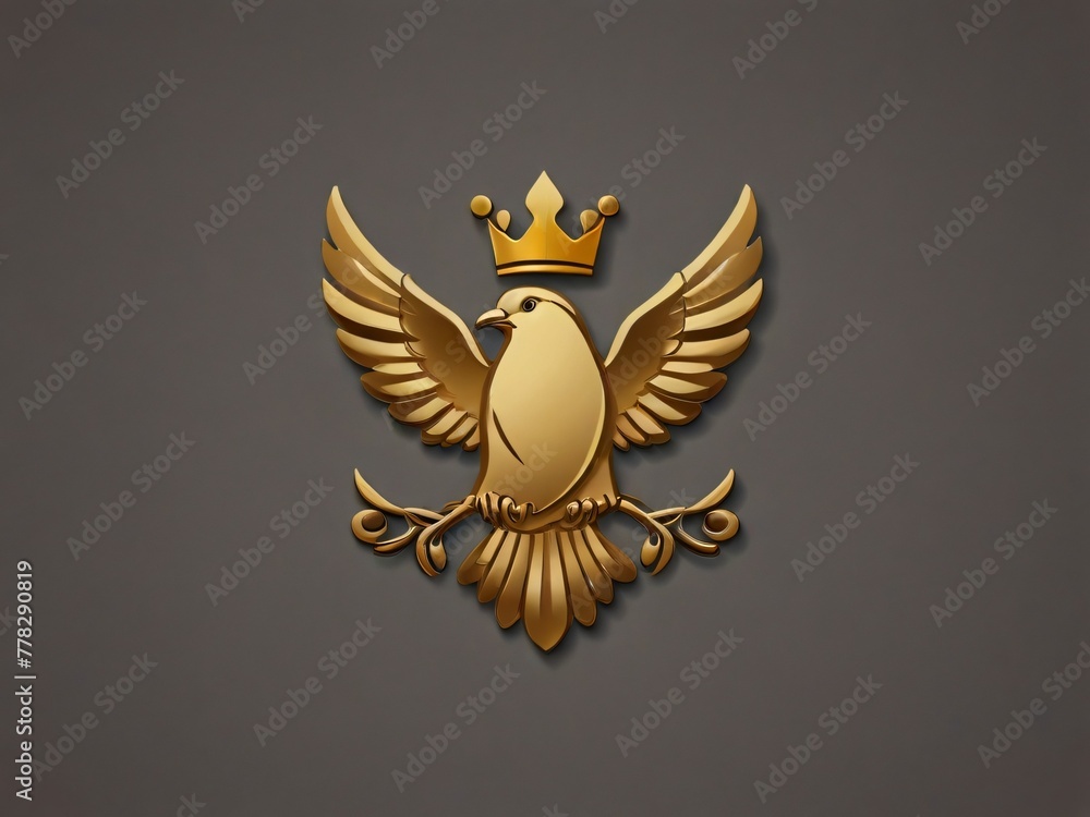 Obraz premium bird logo with golden crown. generative AI.