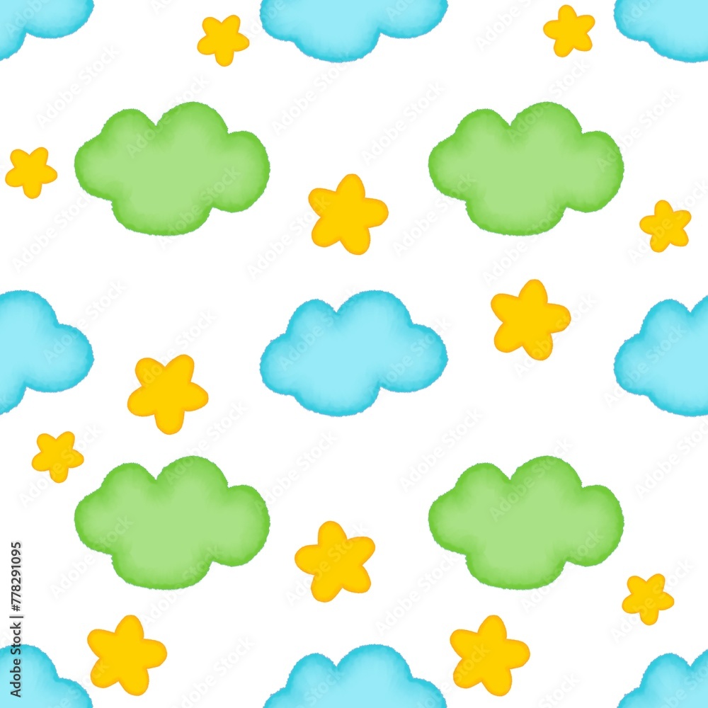 seamless pattern clouds for background, clothes, wallpaper