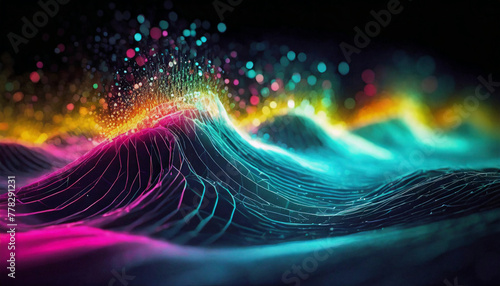 量子力学的エネルギーの波をイメージした抽象的なイラスト photo
