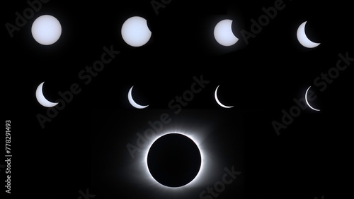 Beautiful close up high resolution image of a full solar eclipse- totality- USA