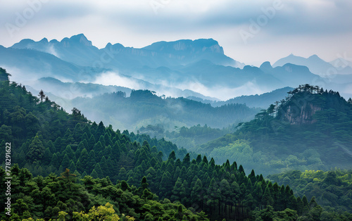 Wuyi Mountain scenery in Fujian  China created with Generative AI tecnology.