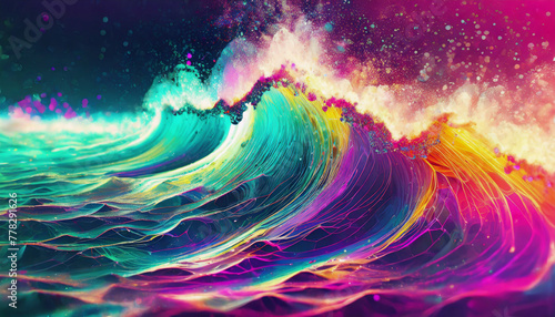 量子力学的エネルギーの波をイメージした抽象的なイラスト